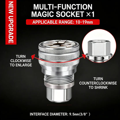 Adjustable Universal Socket Wrench Tool with 3/8 Inch Adapter