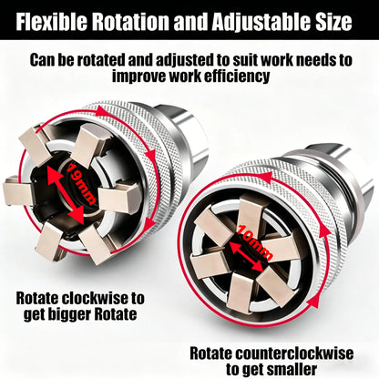 Adjustable Universal Socket Wrench Tool with 3/8 Inch Adapter