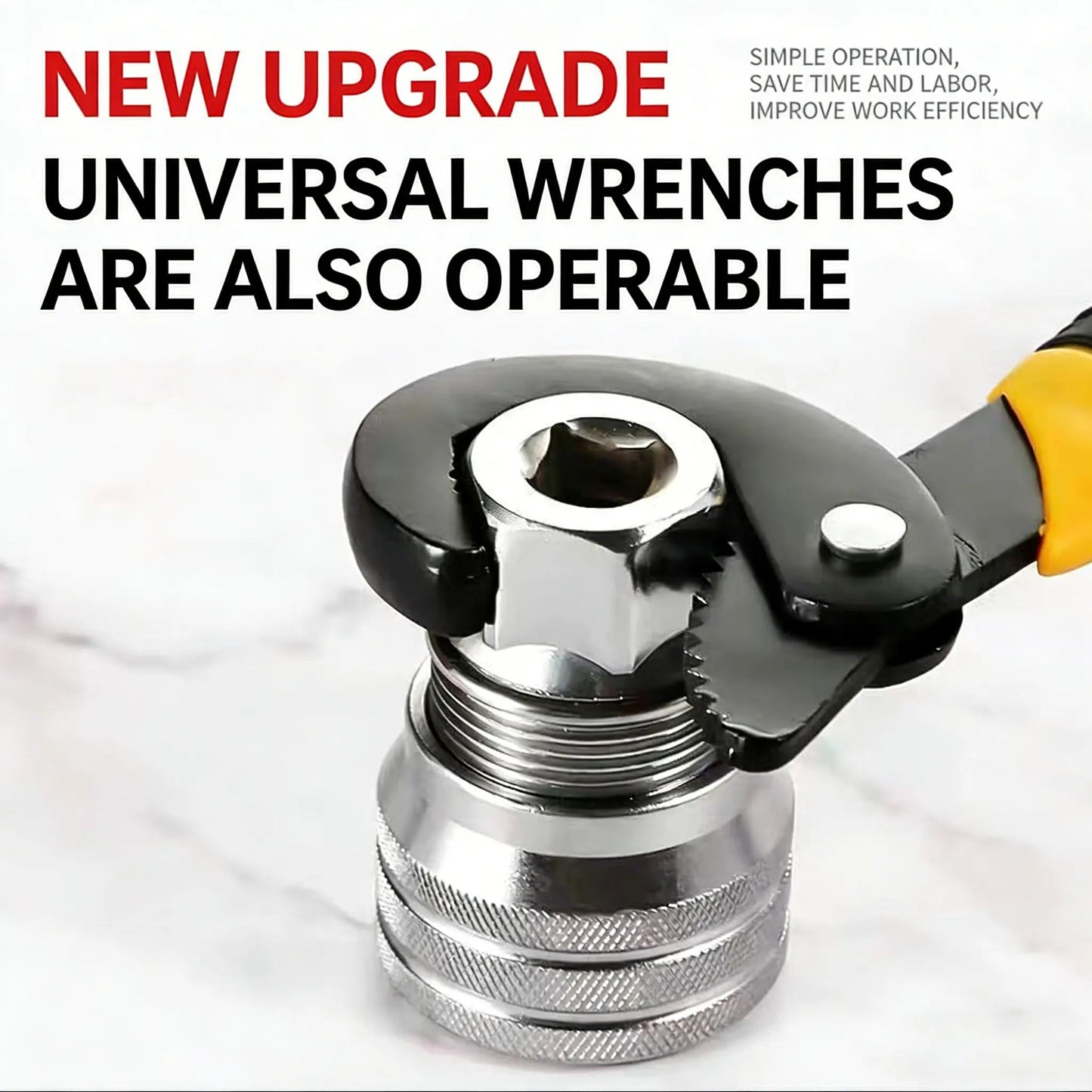 Adjustable Universal Socket Wrench Tool with 3/8 Inch Adapter