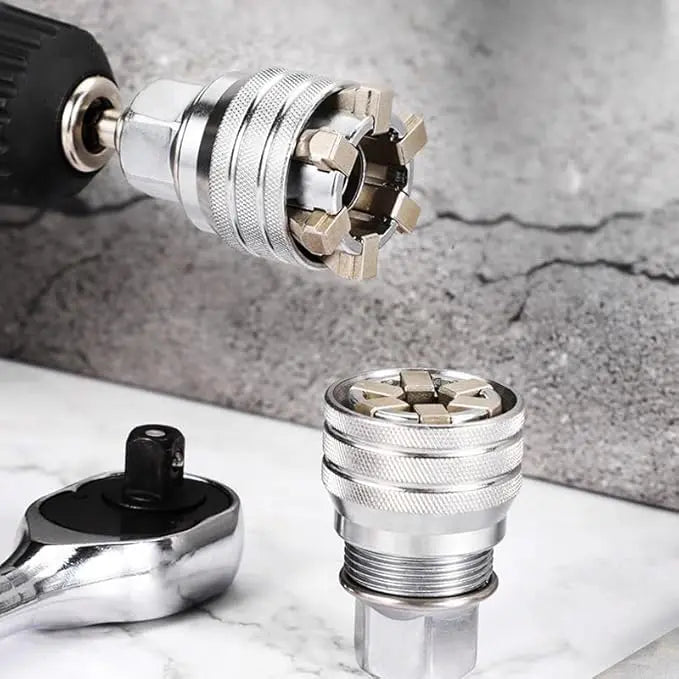 Adjustable Universal Socket Wrench Tool with 3/8 Inch Adapter