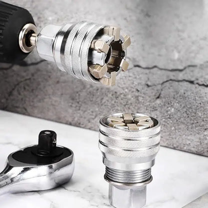 Adjustable Universal Socket Wrench Tool with 3/8 Inch Adapter