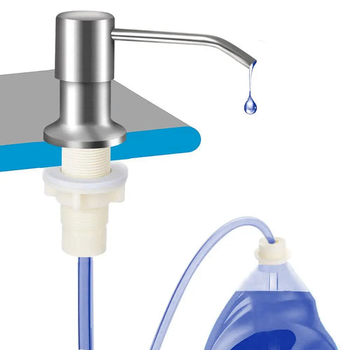 Brushed Nickel Dish Soap Dispenser with 39 Inch Extension Tube
