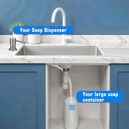 Brushed Nickel Dish Soap Dispenser with 39 Inch Extension Tube