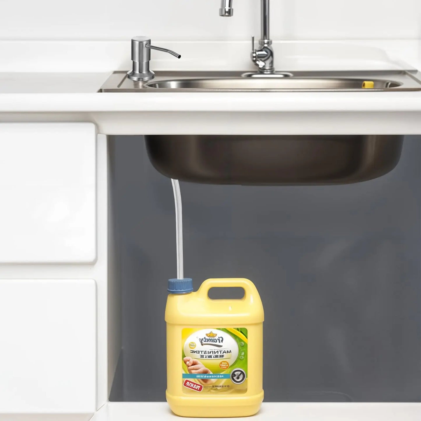 Brushed Nickel Dish Soap Dispenser with 39 Inch Extension Tube