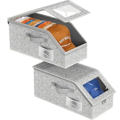 Stackable Baseball Cap Storage Box with Clear Window
