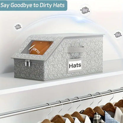 Stackable Baseball Cap Storage Box with Clear Window