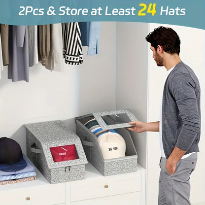Stackable Baseball Cap Storage Box with Clear Window