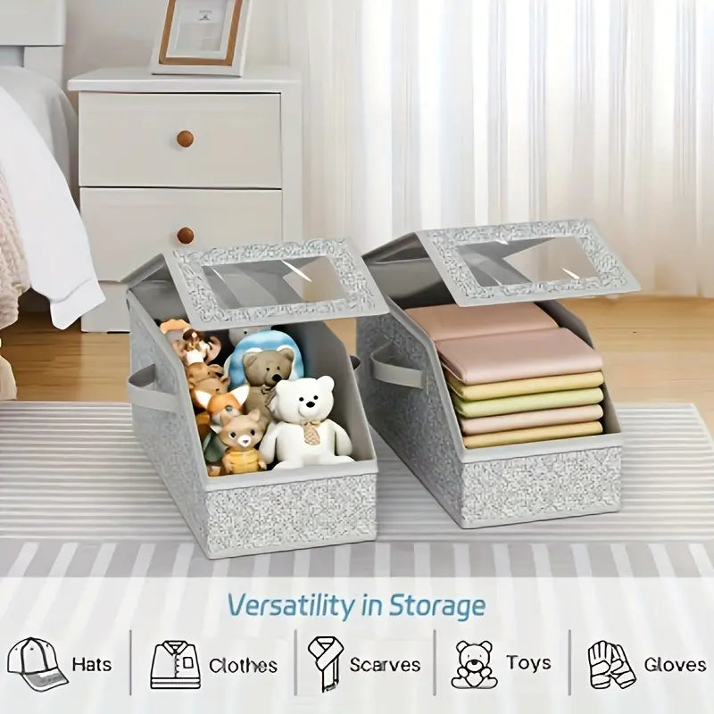 Stackable Baseball Cap Storage Box with Clear Window