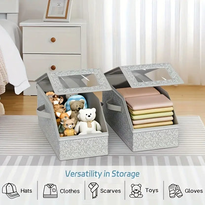 Stackable Baseball Cap Storage Box with Clear Window