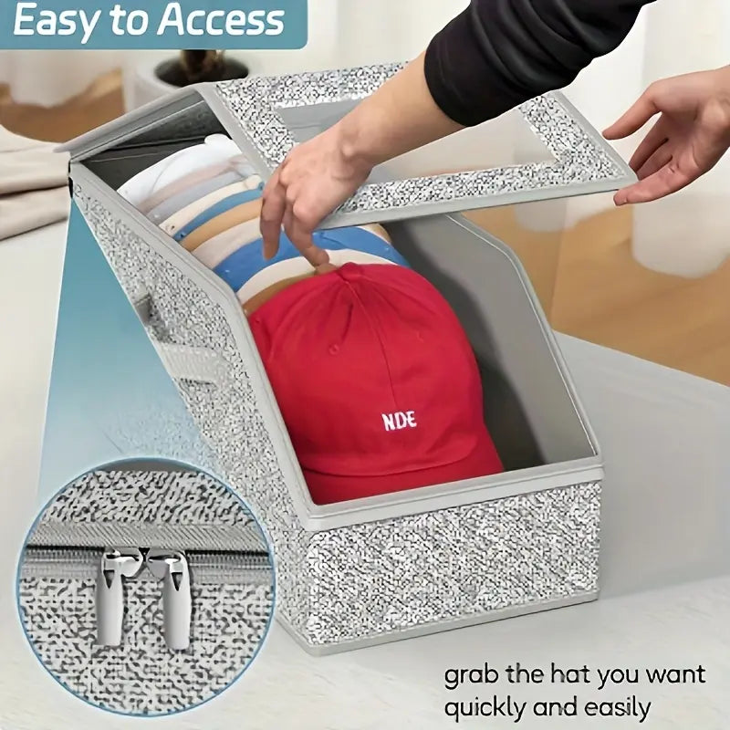 Stackable Baseball Cap Storage Box with Clear Window