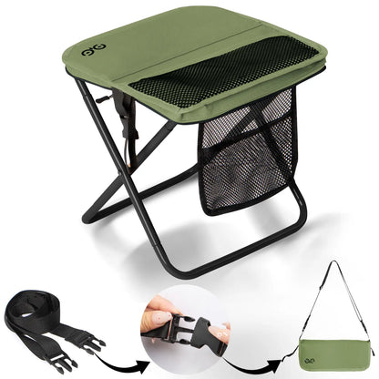 400 lb Portable Folding Camping Stool with Side Pockets