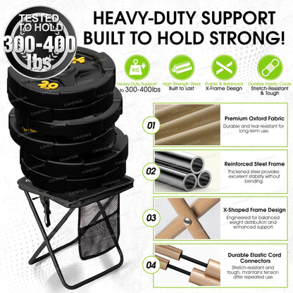 400 lb Portable Folding Camping Stool with Side Pockets