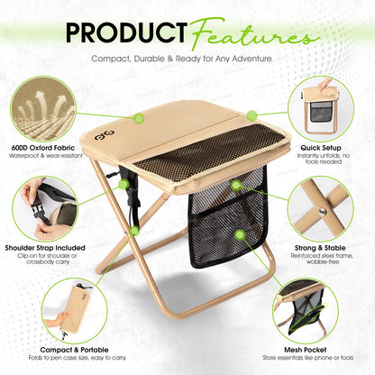 400 lb Portable Folding Camping Stool with Side Pockets