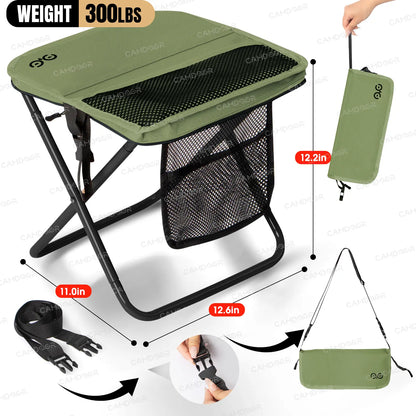 400 lb Portable Folding Camping Stool with Side Pockets