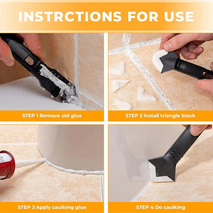 3-in-1 Silicone Caulking Tool Set for Sealant Finishing and Removal