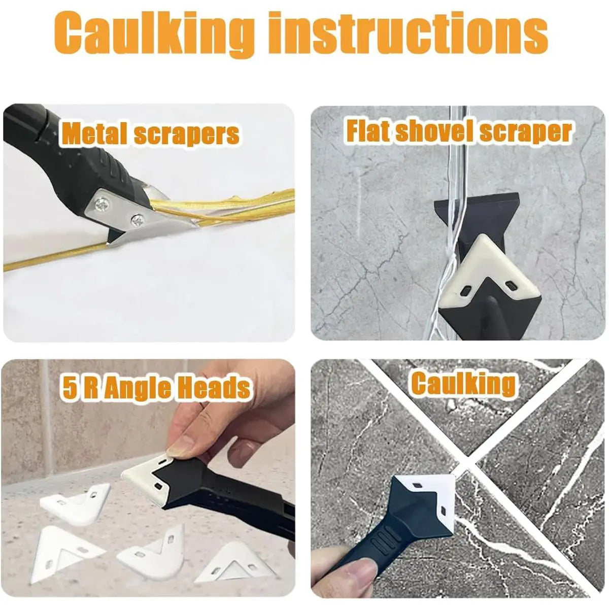 3-in-1 Silicone Caulking Tool Set for Sealant Finishing and Removal