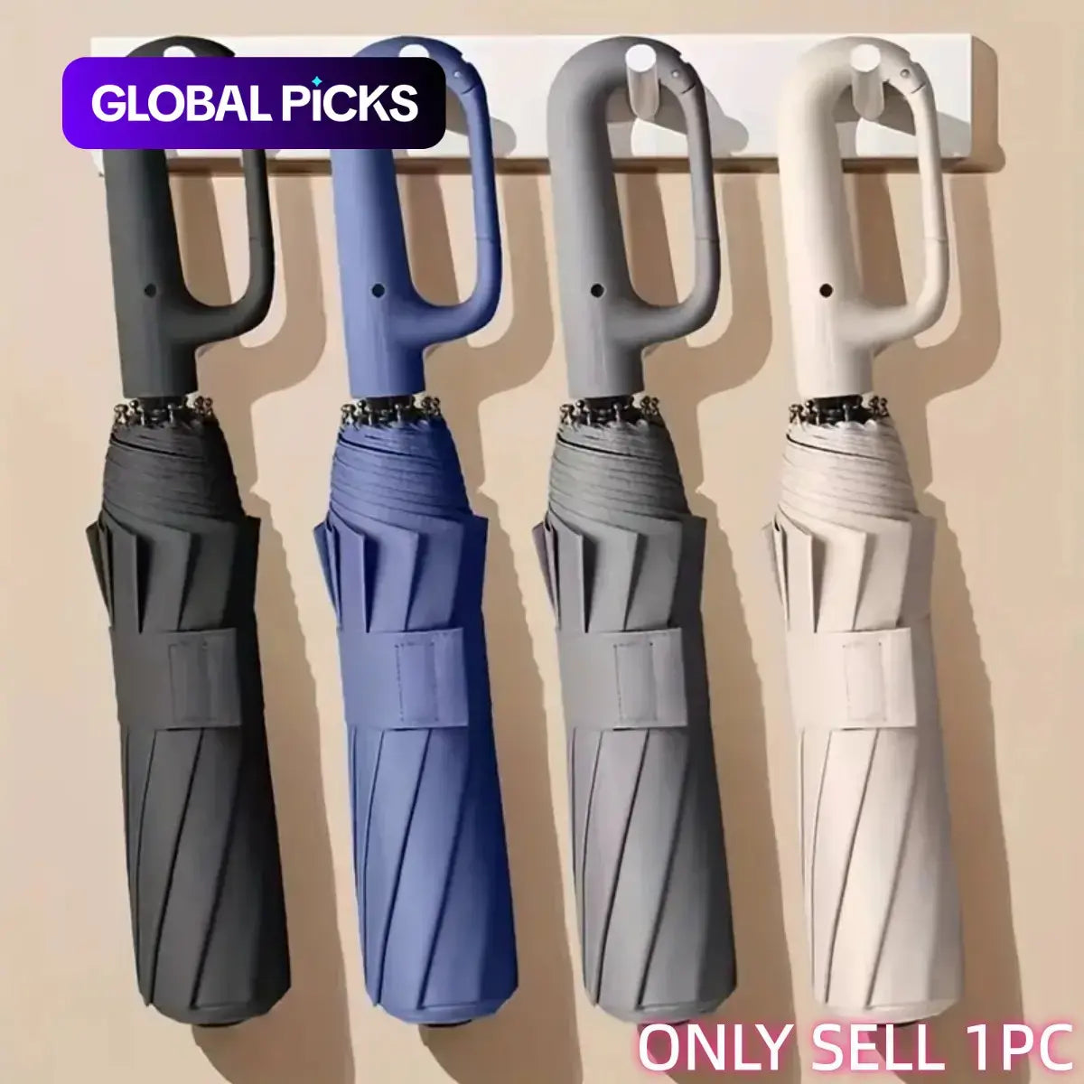 Automatic Folding Umbrella with Loop Buckle, Windproof UV Protection