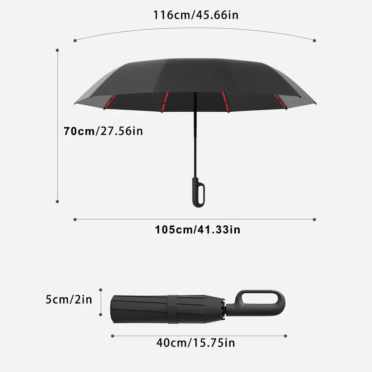 Automatic Folding Umbrella with Loop Buckle, Windproof UV Protection