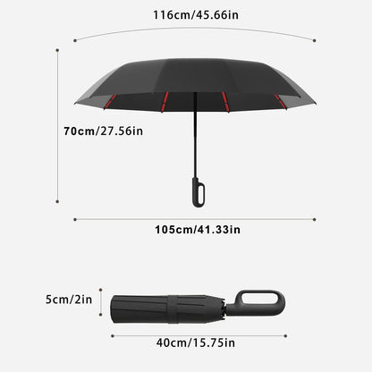 Automatic Folding Umbrella with Loop Buckle, Windproof UV Protection