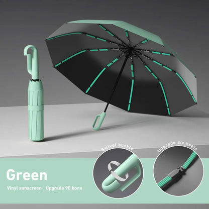 Automatic Folding Umbrella with Loop Buckle, Windproof UV Protection