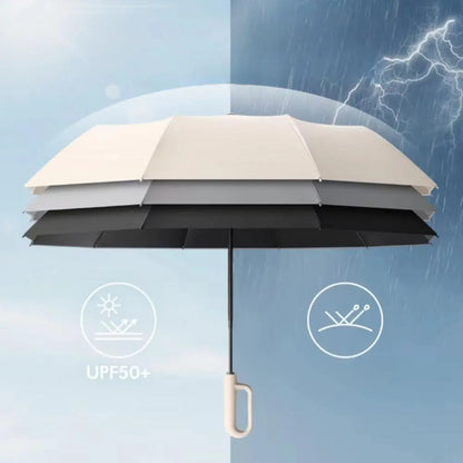 Automatic Folding Umbrella with Loop Buckle, Windproof UV Protection
