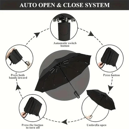 Automatic Folding Umbrella with Loop Buckle, Windproof UV Protection