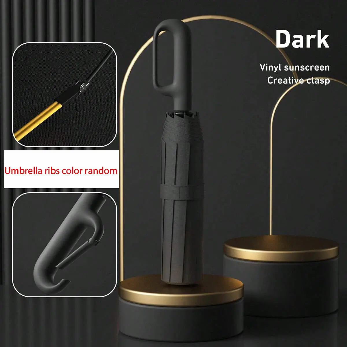 Automatic Folding Umbrella with Loop Buckle, Windproof UV Protection