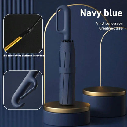 Automatic Folding Umbrella with Loop Buckle, Windproof UV Protection
