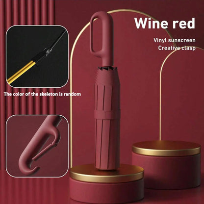 Automatic Folding Umbrella with Loop Buckle, Windproof UV Protection