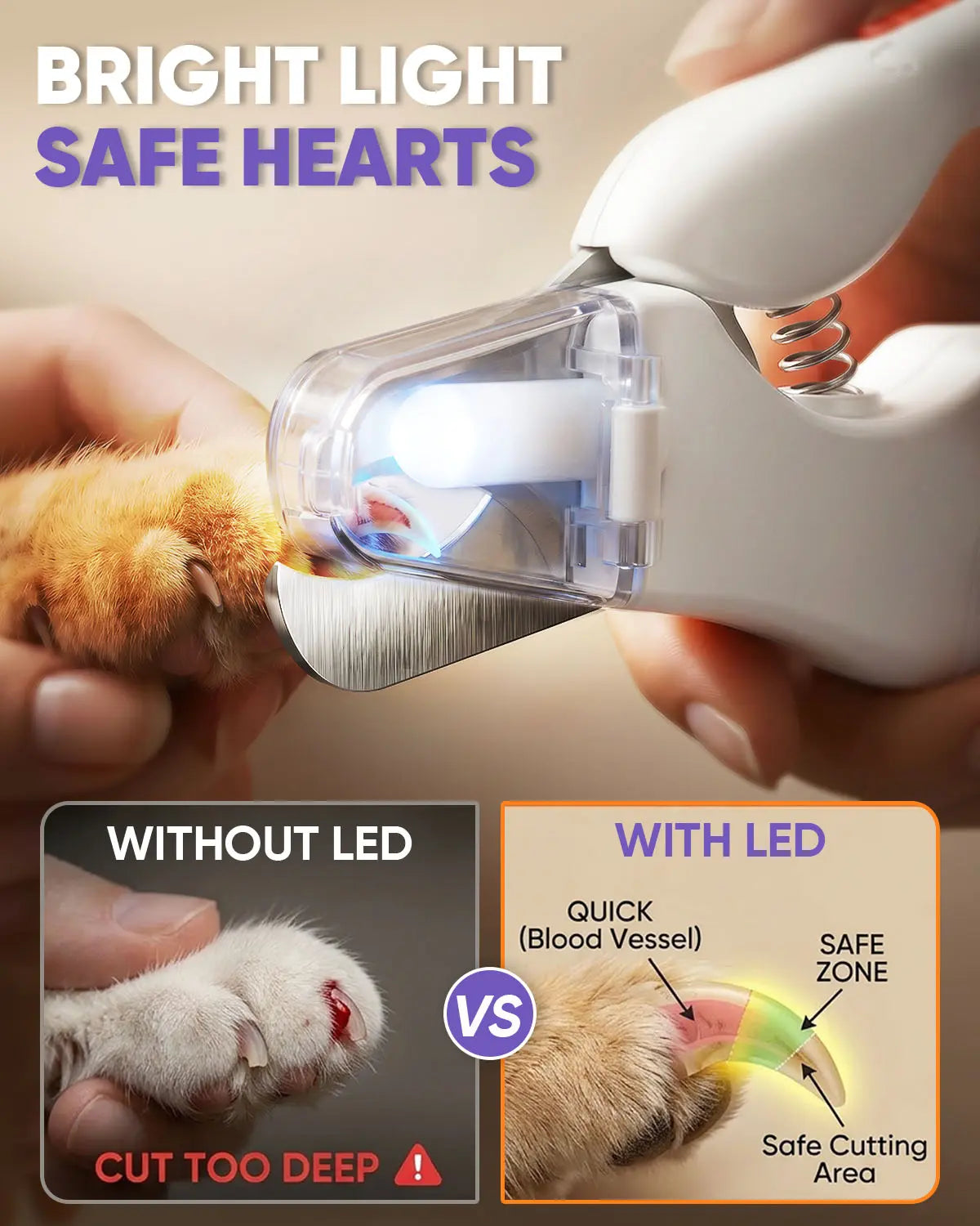2-in-1 Rechargeable Pet Nail Clipper and Grinder with LED Light