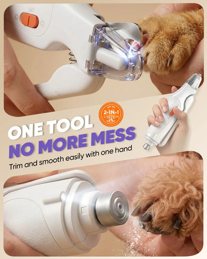 2-in-1 Rechargeable Pet Nail Clipper and Grinder with LED Light