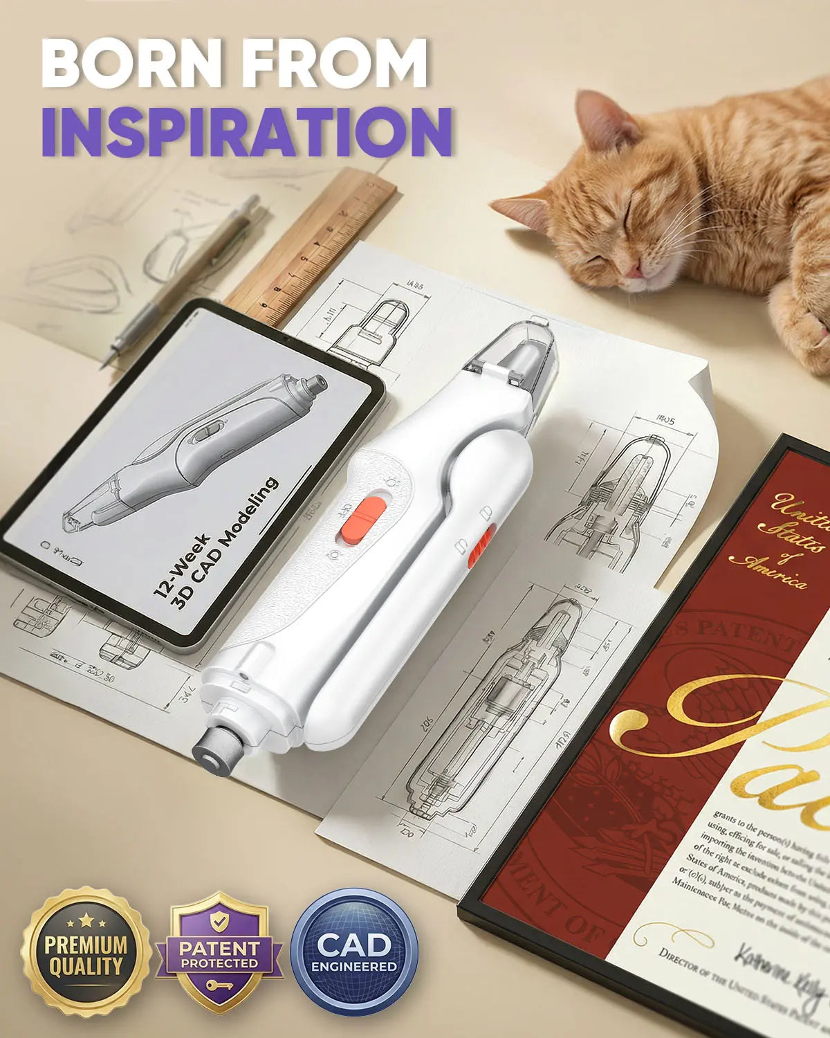2-in-1 Rechargeable Pet Nail Clipper and Grinder with LED Light