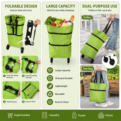 Foldable Shopping Trolley Bag with Wheels