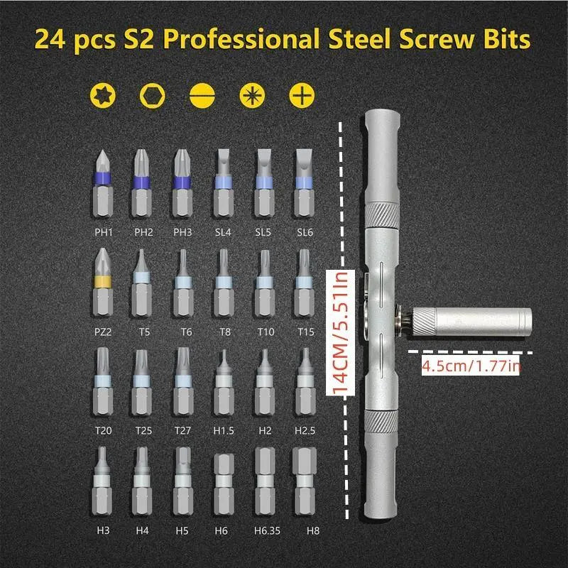 Magnetic Screwdriver Bit Set with T-Shaped Ratchet Handle