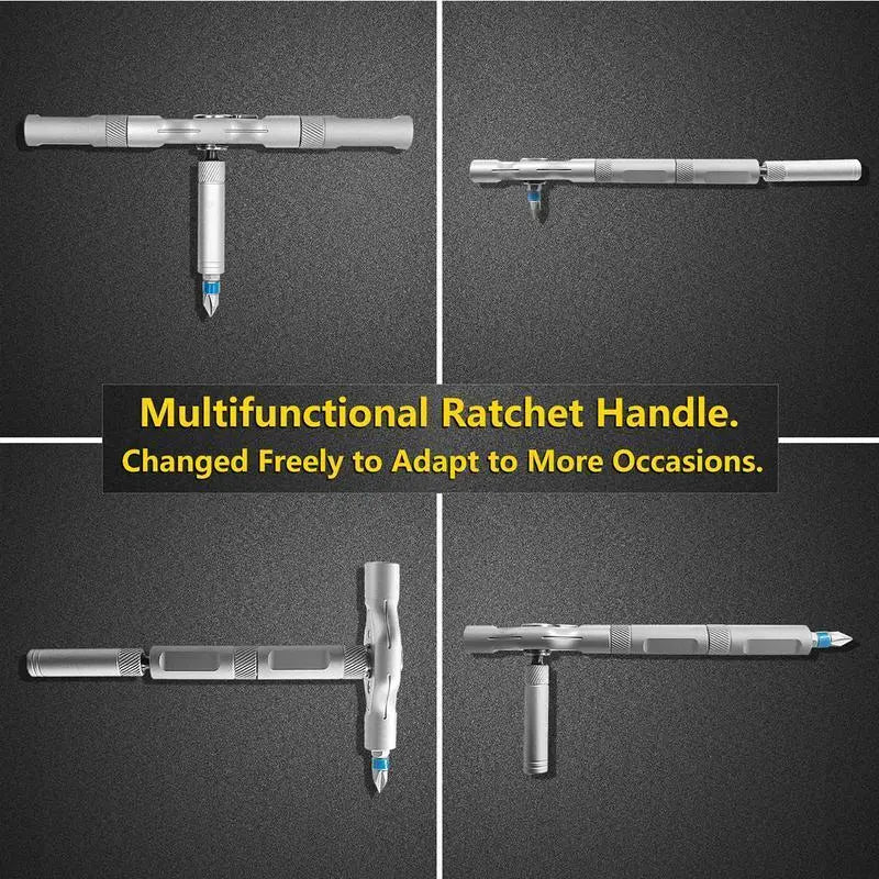 Magnetic Screwdriver Bit Set with T-Shaped Ratchet Handle