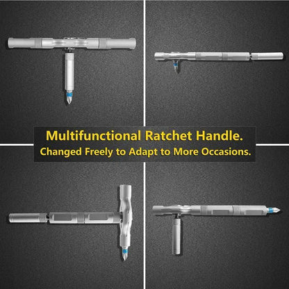 Magnetic Screwdriver Bit Set with T-Shaped Ratchet Handle
