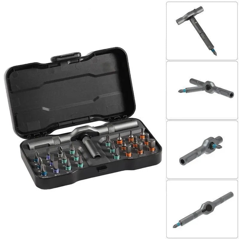 Magnetic Screwdriver Bit Set with T-Shaped Ratchet Handle