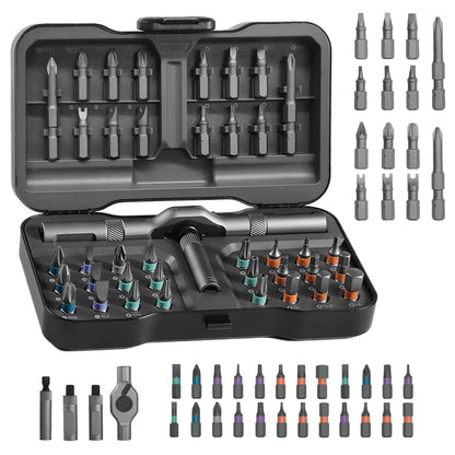 Magnetic Screwdriver Bit Set with T-Shaped Ratchet Handle