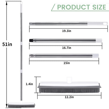Pet Hair Remover Rubber Broom with Stainless Steel Handle