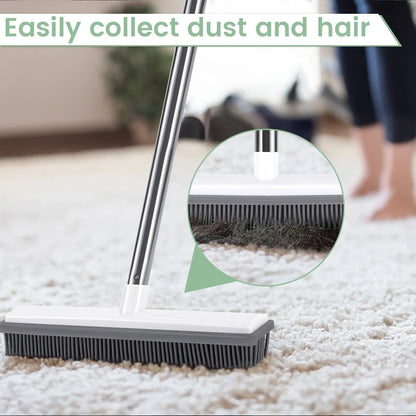 Pet Hair Remover Rubber Broom with Stainless Steel Handle