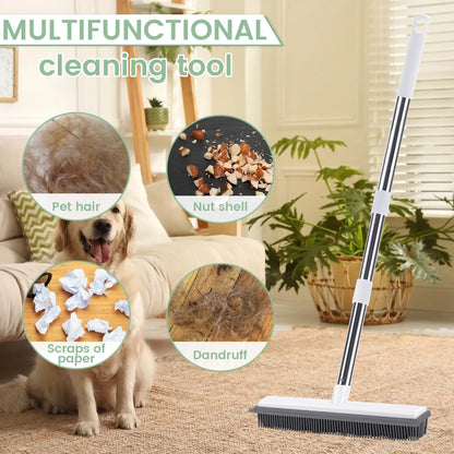Pet Hair Remover Rubber Broom with Stainless Steel Handle