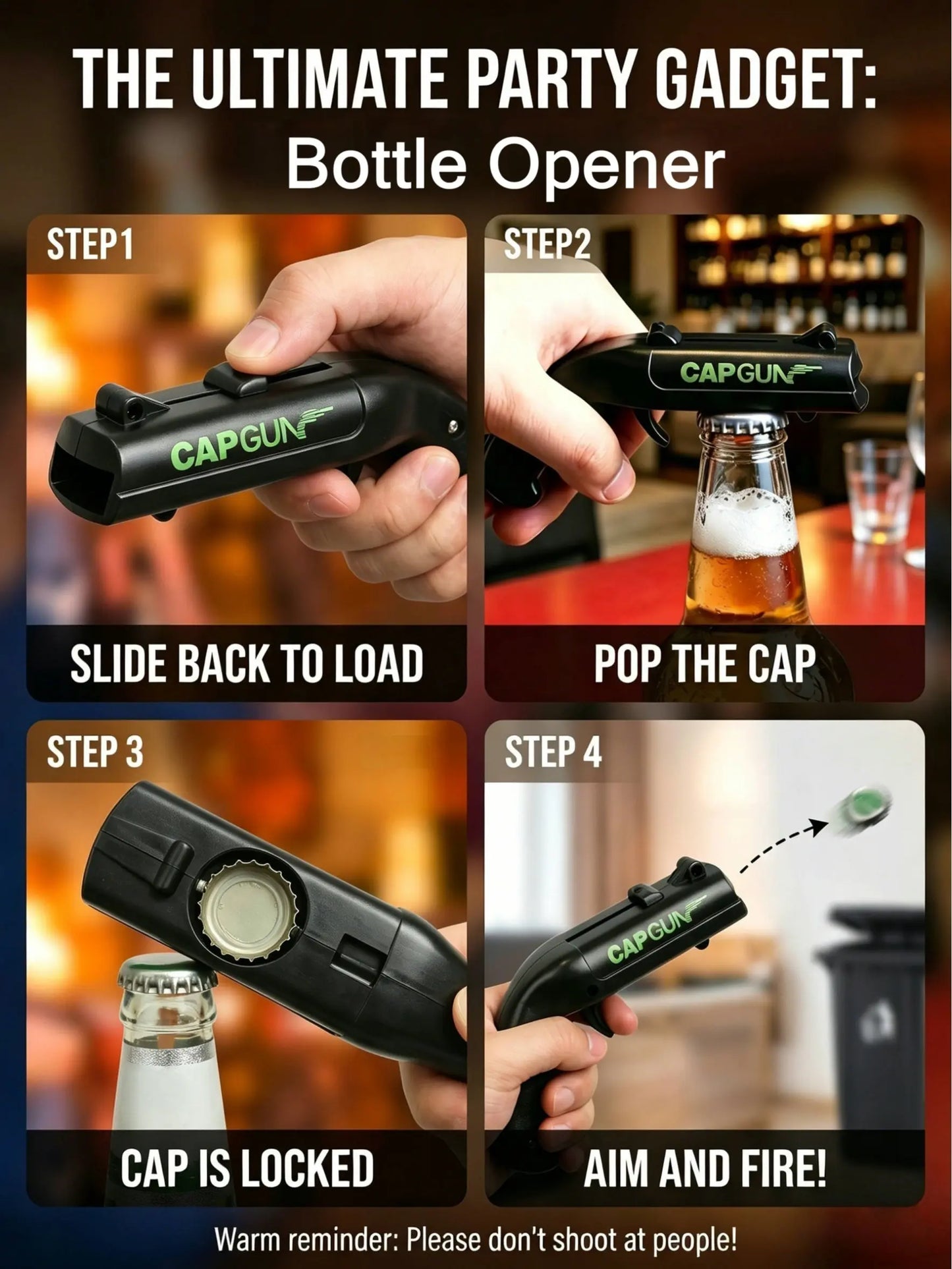 Bottle Cap Opener with Fun Cap Launcher