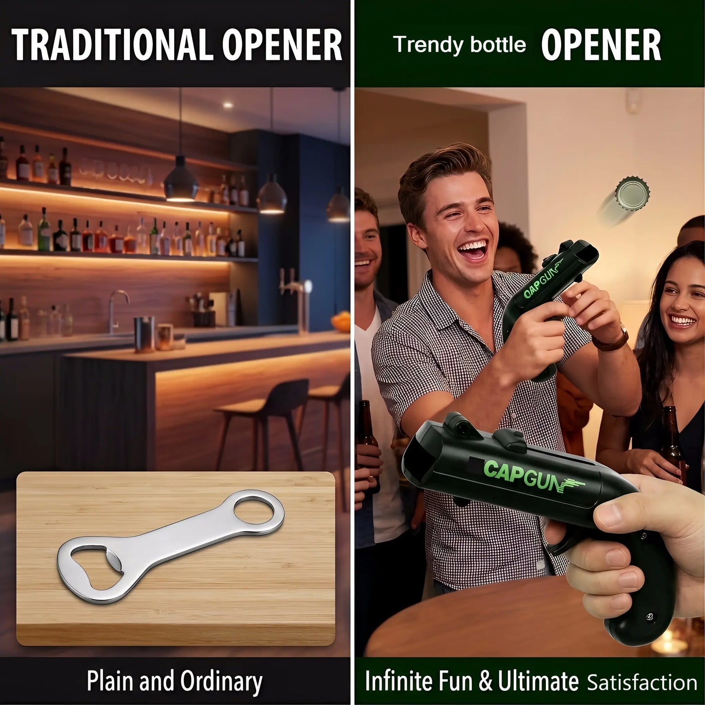 Bottle Cap Opener with Fun Cap Launcher