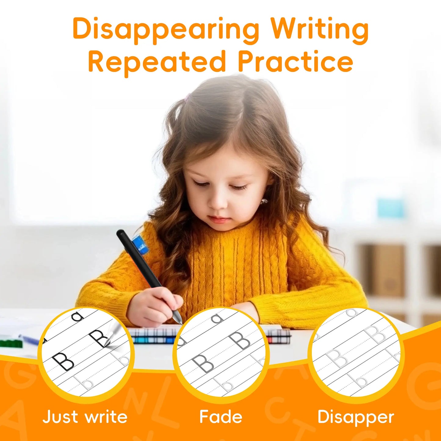 Reusable Grooved Handwriting Workbook Set for Kids, 6 Books