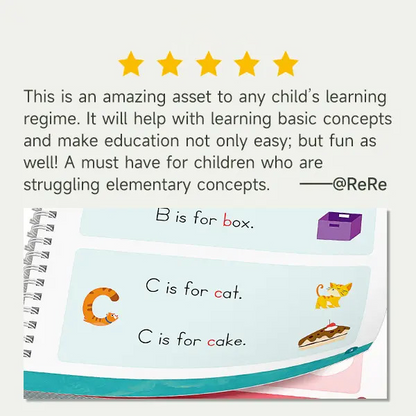 Reusable Grooved Handwriting Workbook Set for Kids, 6 Books