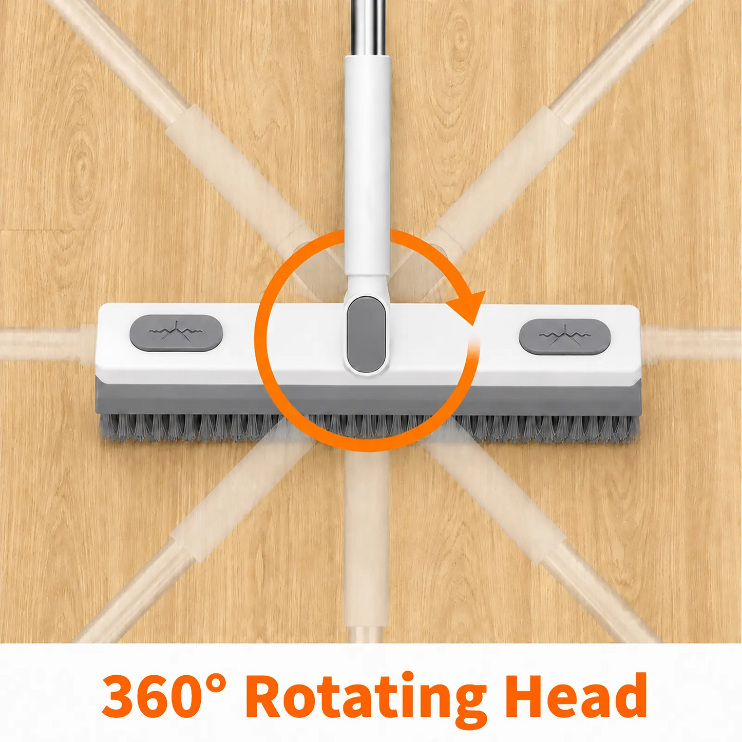 Rotating Floor Scrub Brush with Squeegee and Long Handle