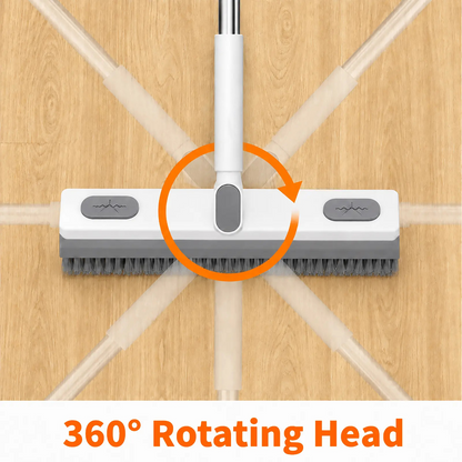 Rotating Floor Scrub Brush with Squeegee and Long Handle