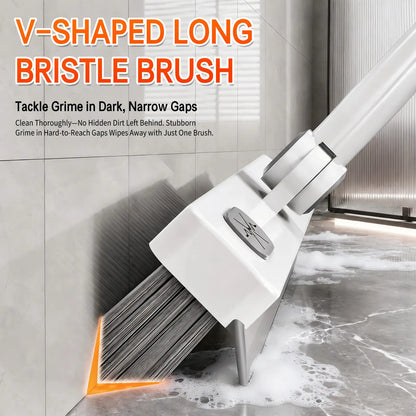 Rotating Floor Scrub Brush with Squeegee and Long Handle