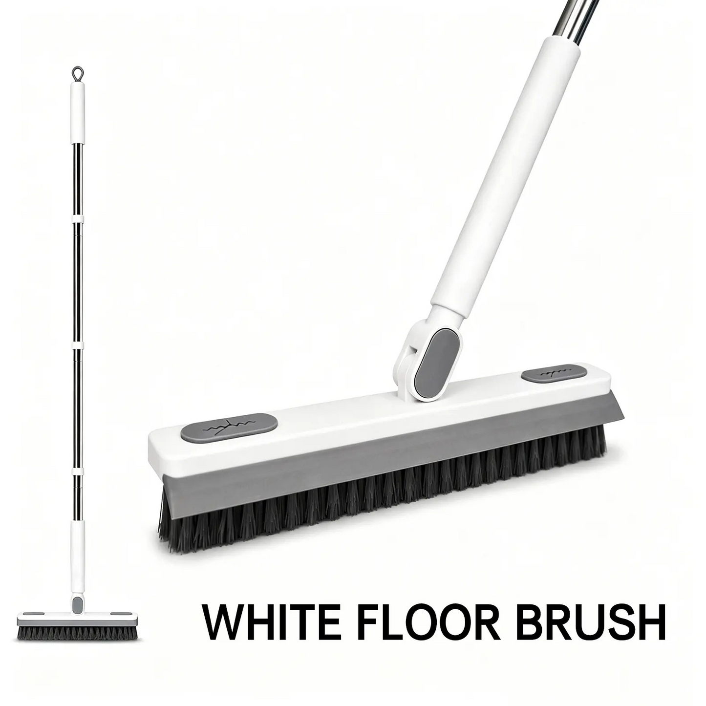 Rotating Floor Scrub Brush with Squeegee and Long Handle