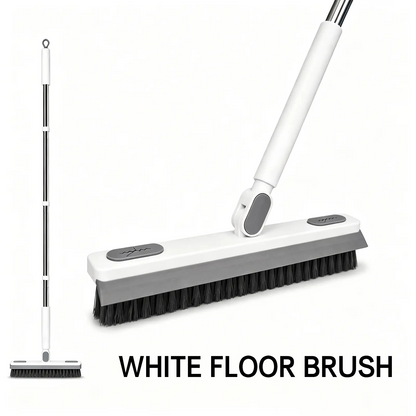Rotating Floor Scrub Brush with Squeegee and Long Handle